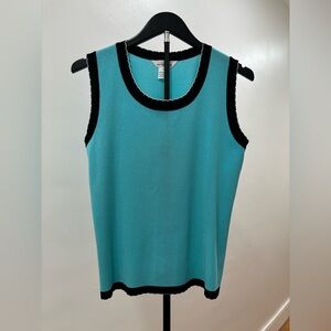 435. Misook Turquoise Knit Tank with Black Trim